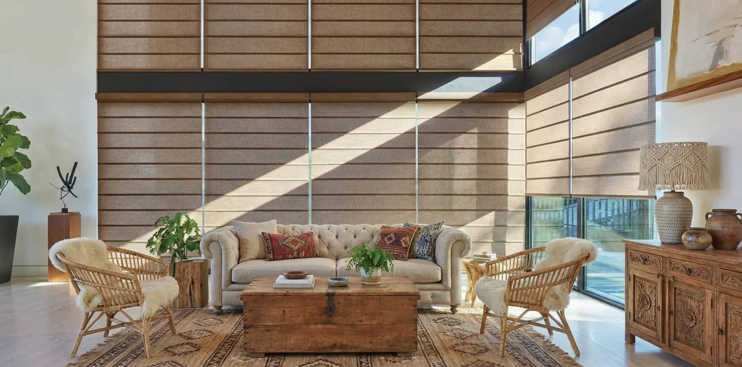 Living room day night blinds