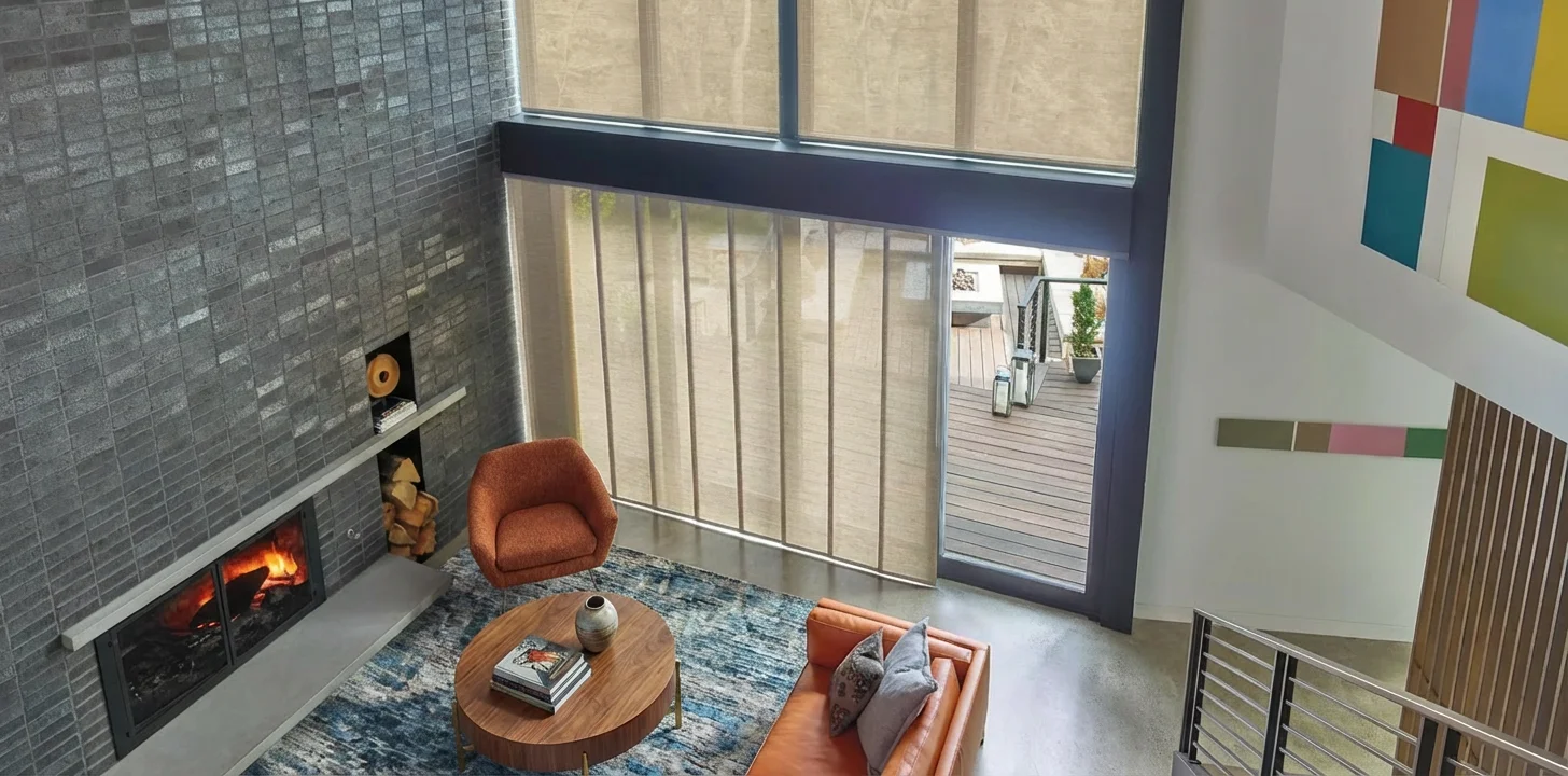 Luxury villa with automated curtain systems