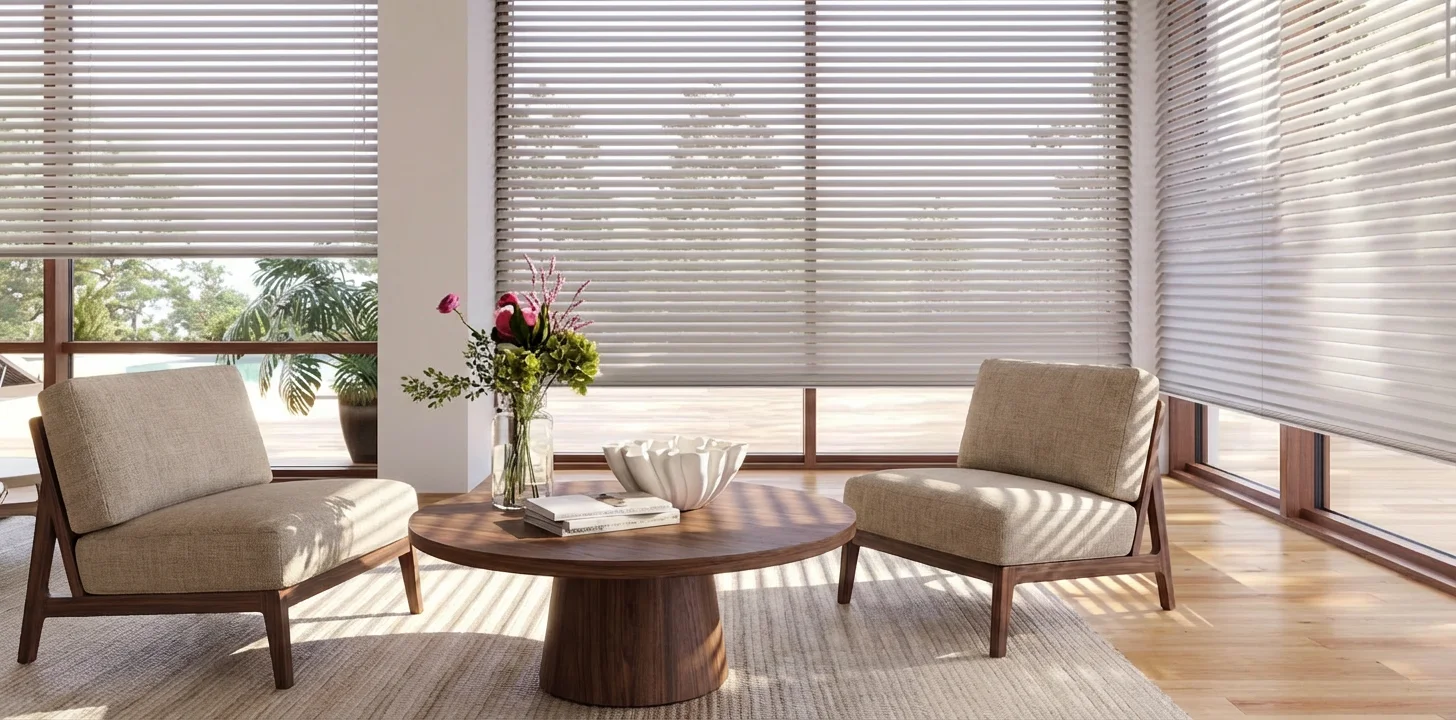 Modern apartment with smart motorized roller blinds