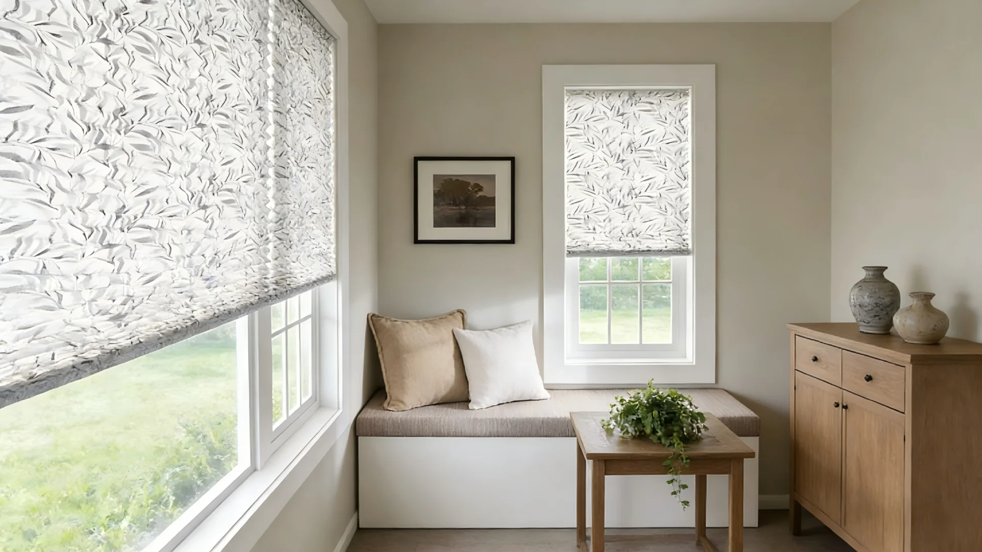 Pleated shade fabric detail