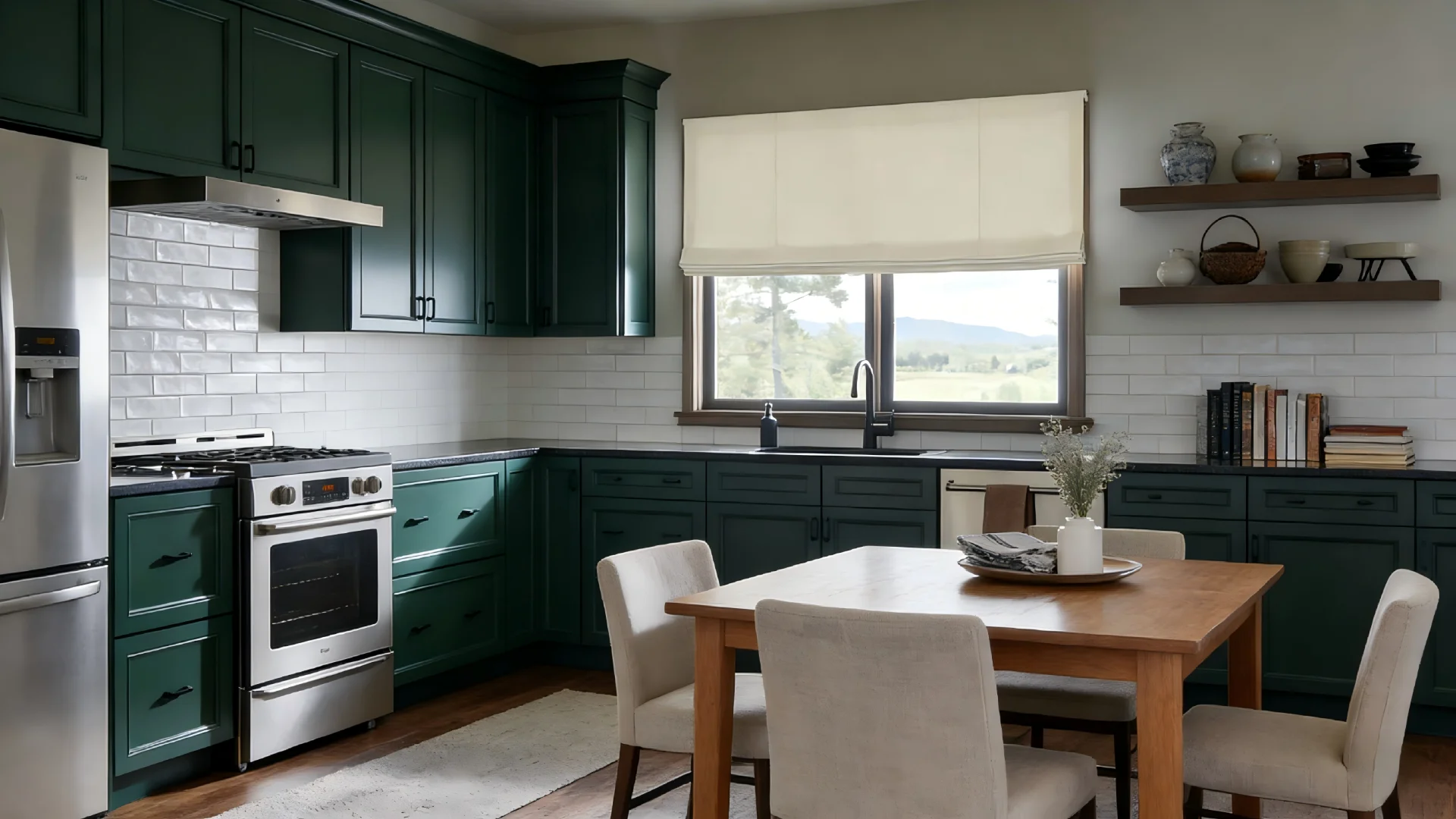 Hand-tailored Roman shade detail